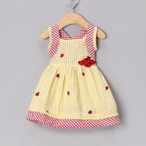Yellow Ladybug Seersucker Dress 18M